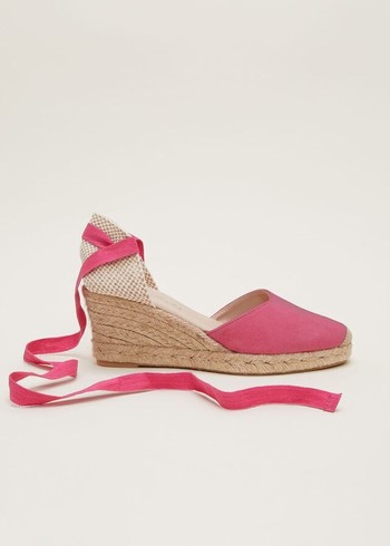 Phase Eight Suede Tie Espadrilles Flats Light Pink USA | 5402391-UH